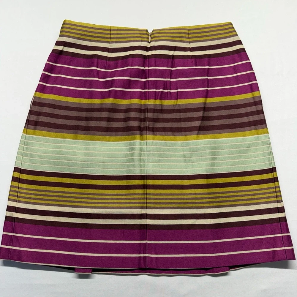 J. McLaughlin Skirt Striped Pleated Pockets 8 Purple Multi‎ Womens Career Preppy